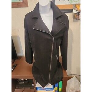 Old Navy Women's Long Black Jacket Size M Medium Trench Coat Parka Winter Top